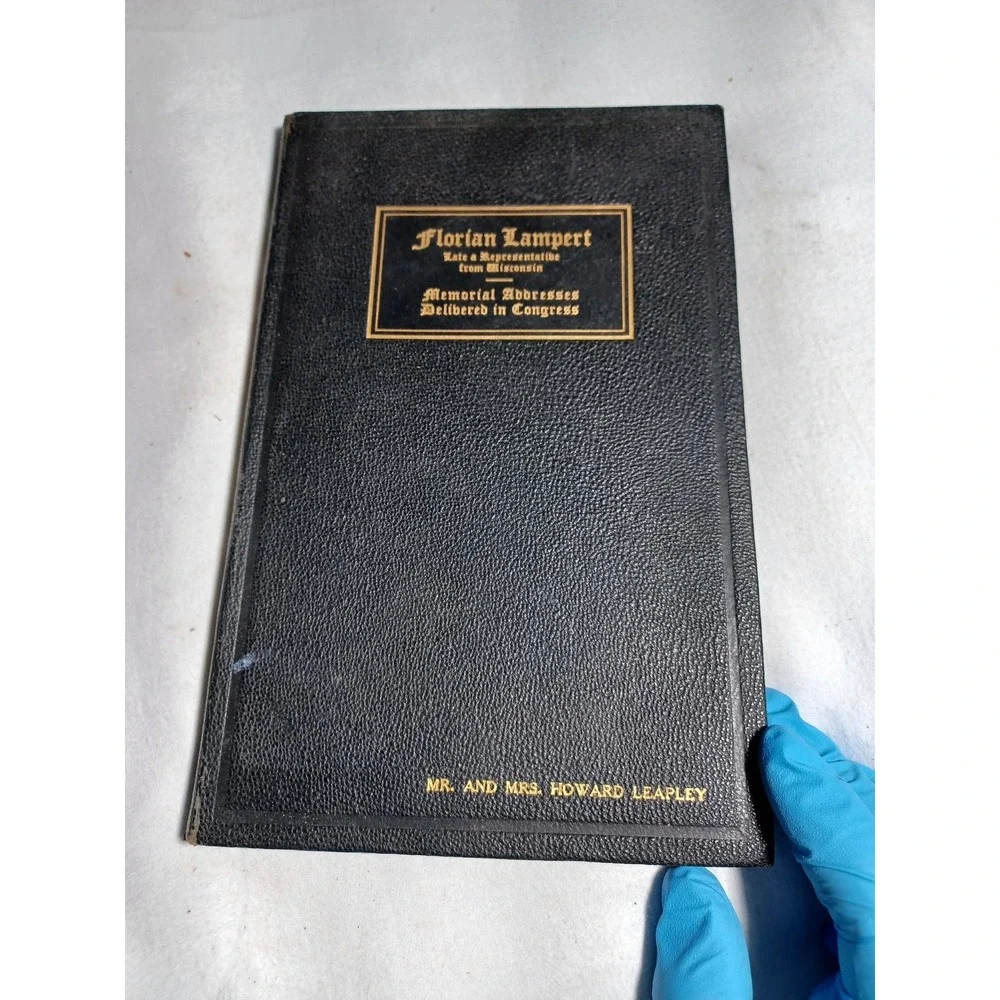 Vintage Memorial Addresses Florian Lampert US‎ Congress 1935 Black HC US GPO